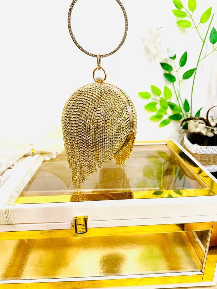 🥰🥰Clutch Purses for Women Evening Party Round Ball Crystal Tassel Lady Party Wedding Shoulder Bag