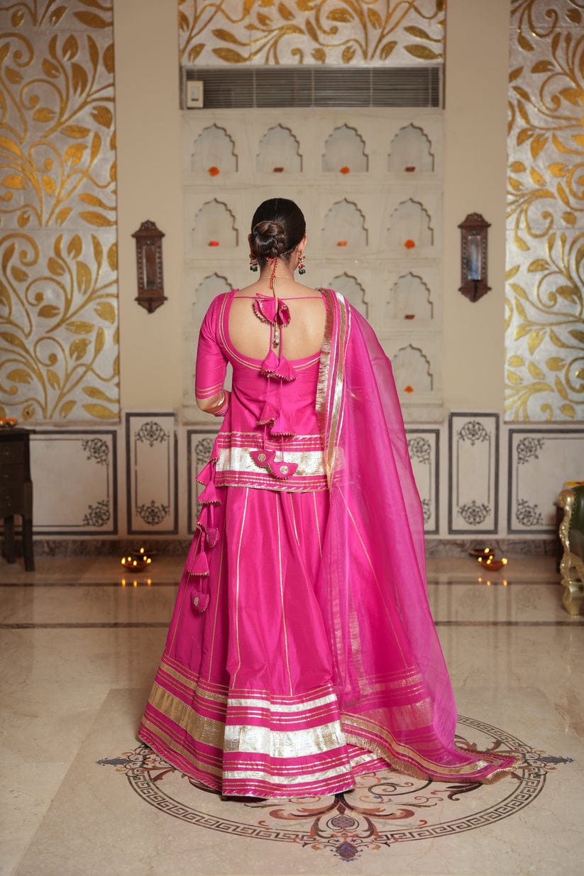 *FUCHSIA PINK C.S. LEHANGA SET*  *SIZE- S TO 13XL (36-64)*        _FOR PLUS SIZE EXTRA CHARGES_ *FABRIC*- KURTI – *COTTON SILK (with Lining)* LEHANGA –