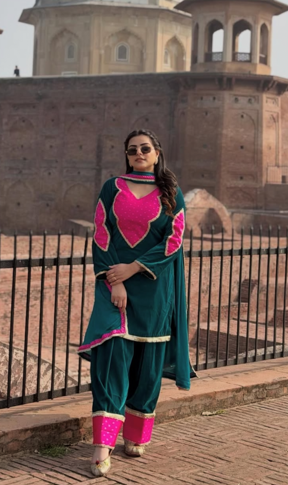 Pretty wear Punjabi Salwar suit on velvet